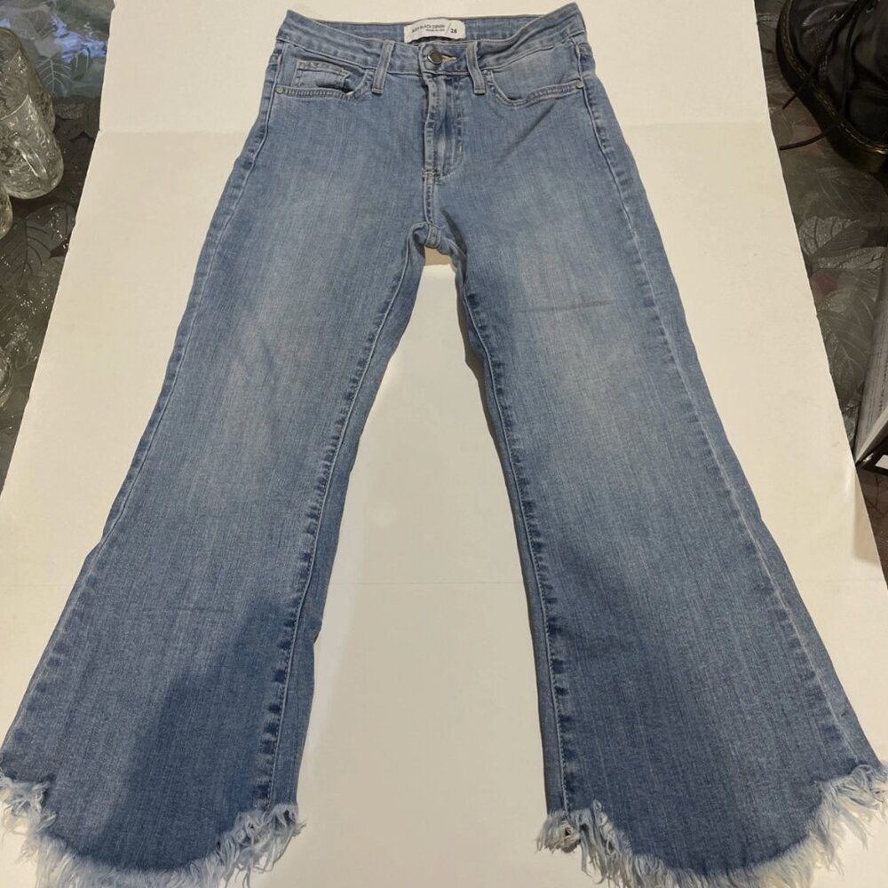 Just Black Denim Women's Jeans Size 26 Wide Leg Crop Raw Hem Stretch Denim